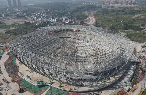 龙兴足球场项目建设有序推进.中建八局供图 华龙网-新重庆客户端发